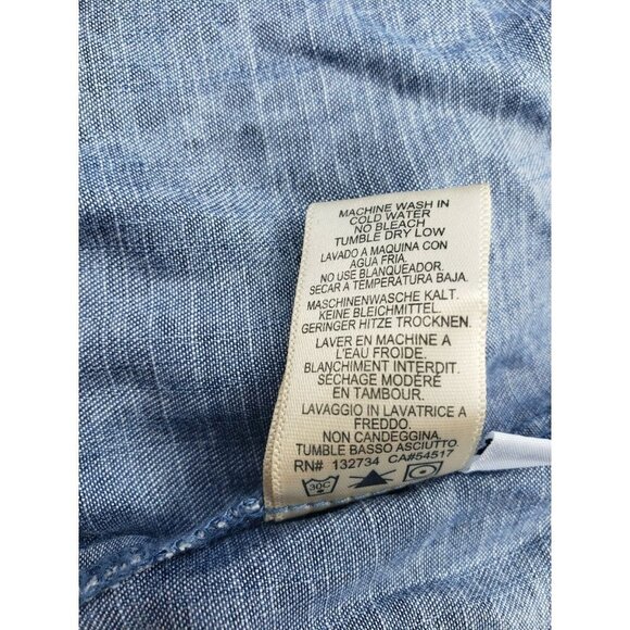 CLOTH & STONE Chambray Shirt Dress XS Blue Button Front Anthropologie Pockets - Picture 9 of 10